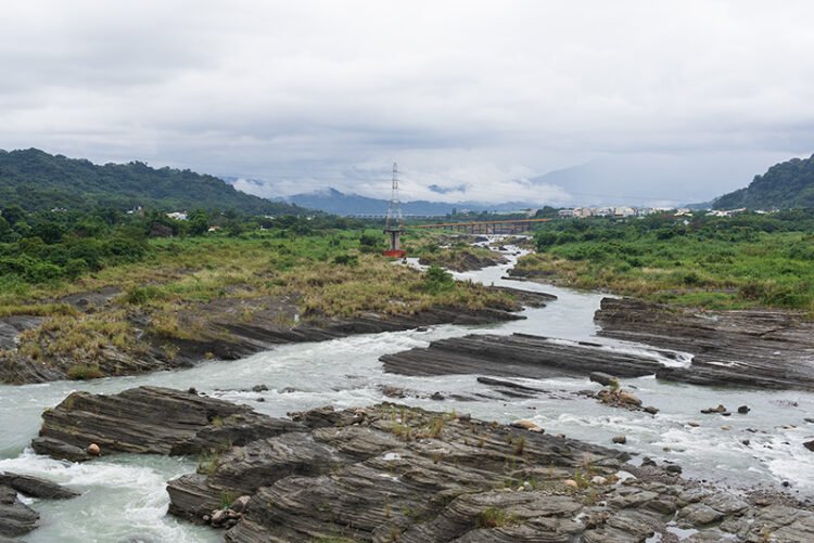 Water streams and a landscape view