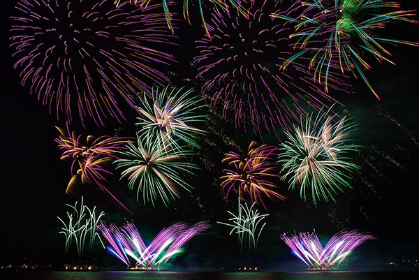 Multi coloured fireworks covering the sky