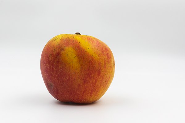 Apple closeup and a white background