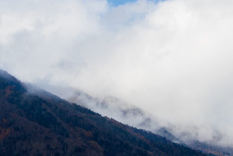 mountain and clouds