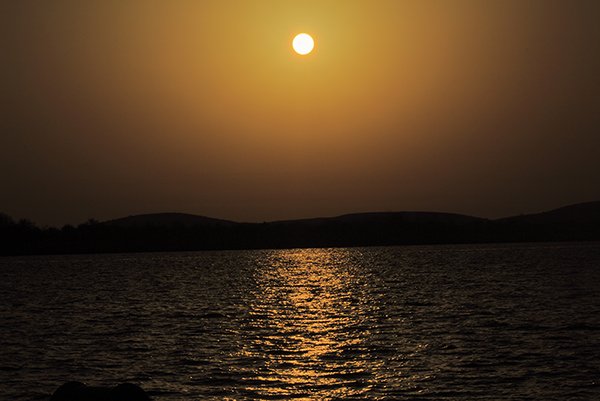 Sunset, mountain and a river