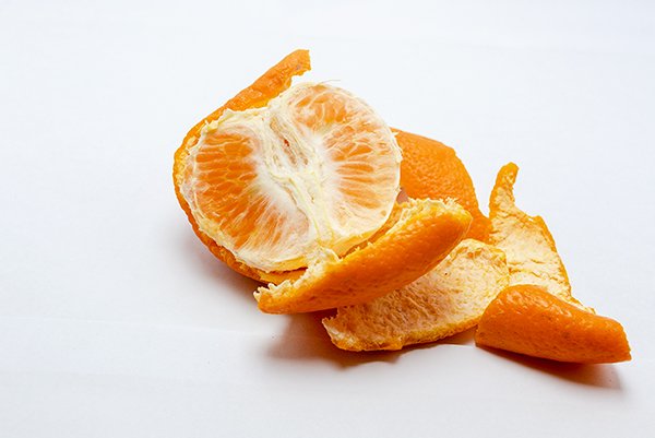 Peeled orange close up