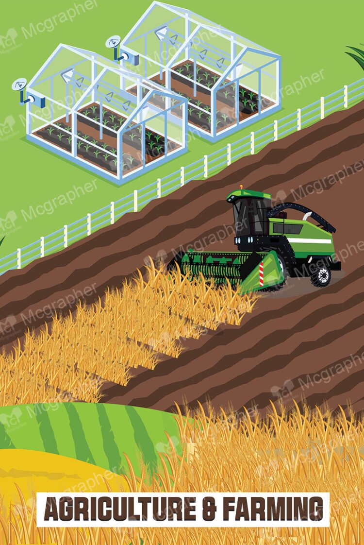 A tractor in the agriculture field