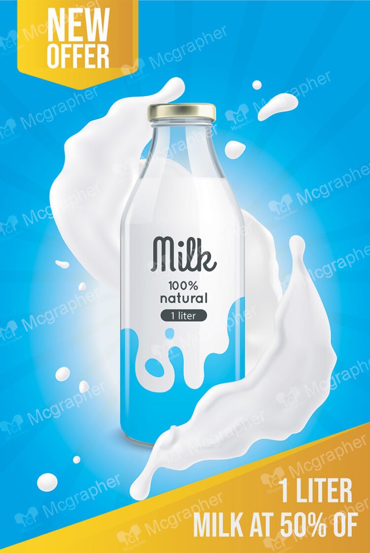 a bottle of 100% natural milk