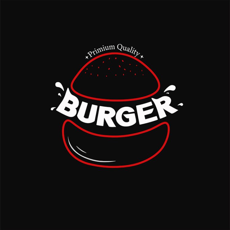 burger logo with a black background