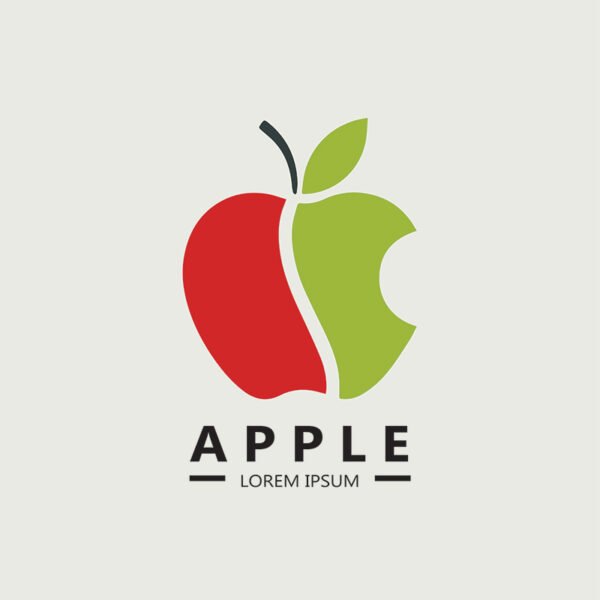 A colourful logo of an apple