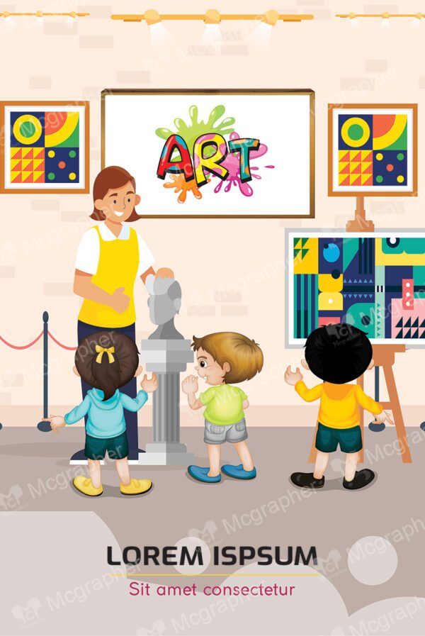 Kids exploring art exhibition