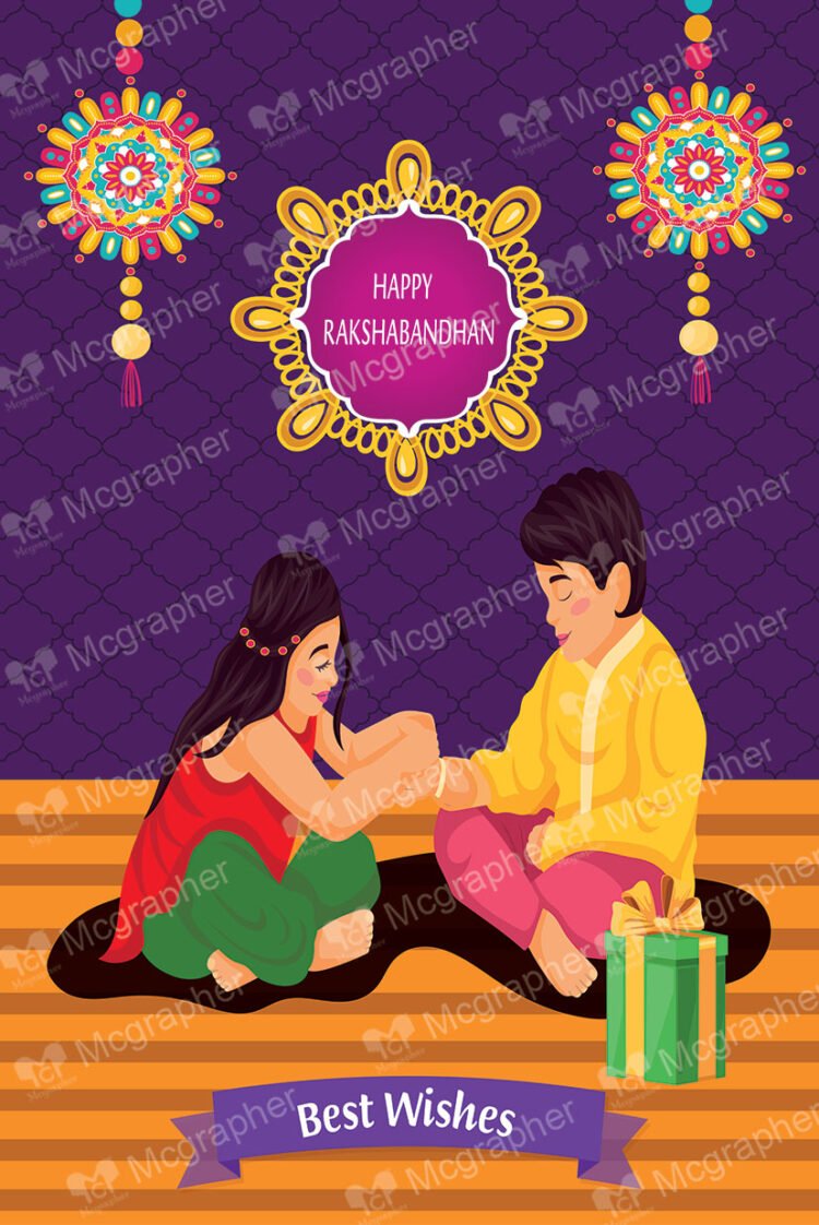 sister tying rakhi on her brothers hand.