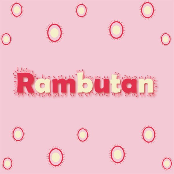 A text logo of a fruit called rambutan