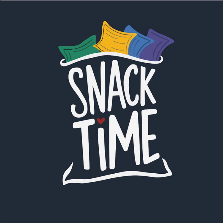 A logo of snack time