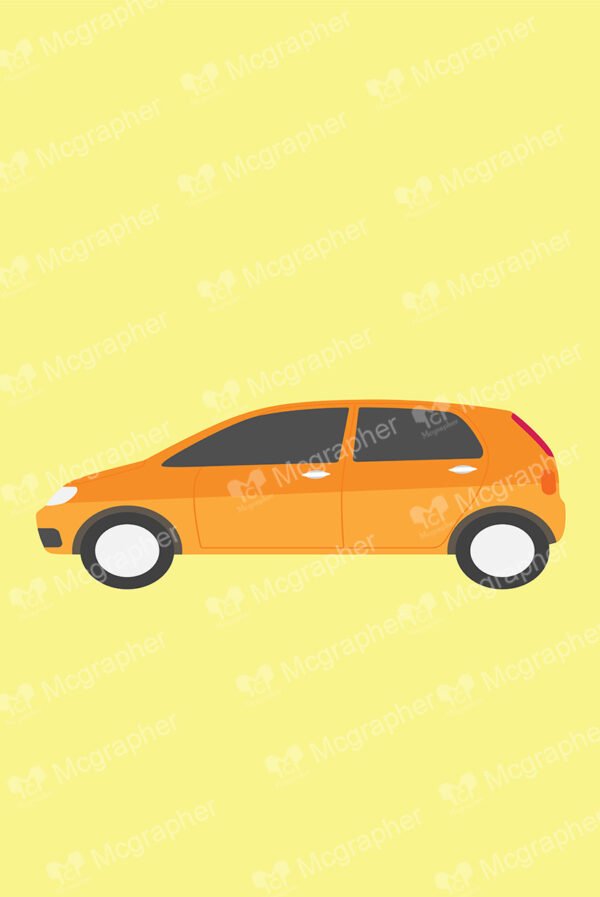 Orange car on a yellow background