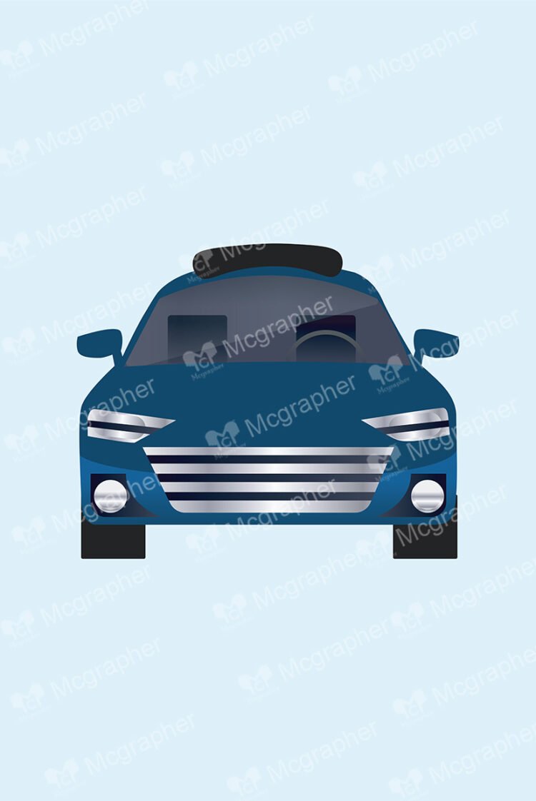 Dark blu SUV on a light blue background