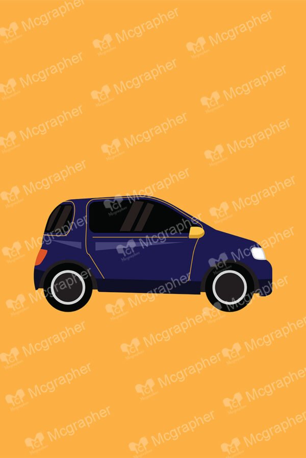 Dark purple car on an orange background