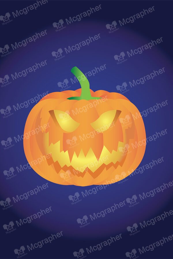 Evil pumpkin on a purple background