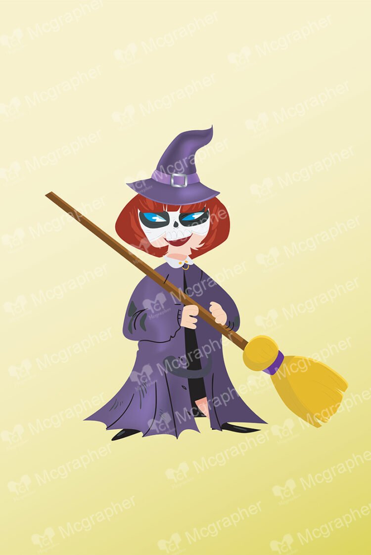 Evil witch with a broom