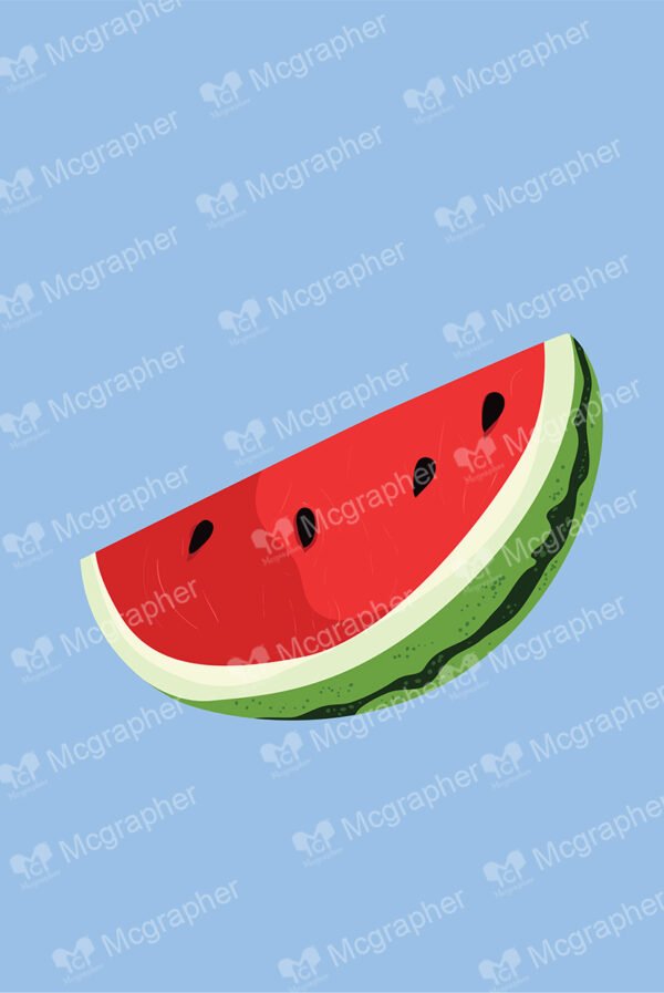 A big slice of a watermelon on a blue background