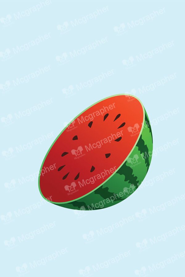 Half kilo watermelon on a blue background