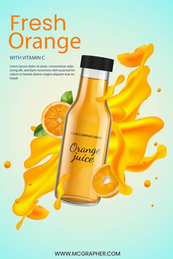 Fresh Orange juice mock up bottle