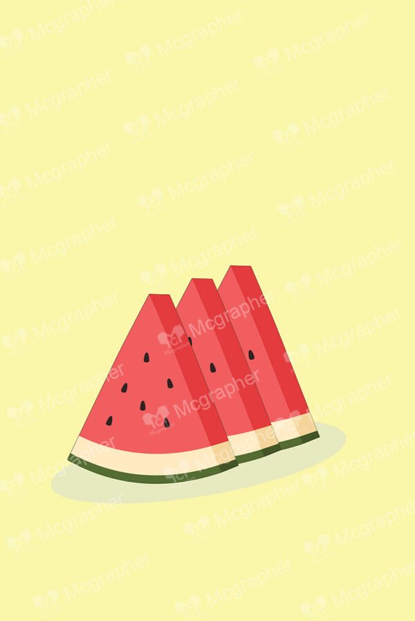 Three slices of a watermelon on a soft background