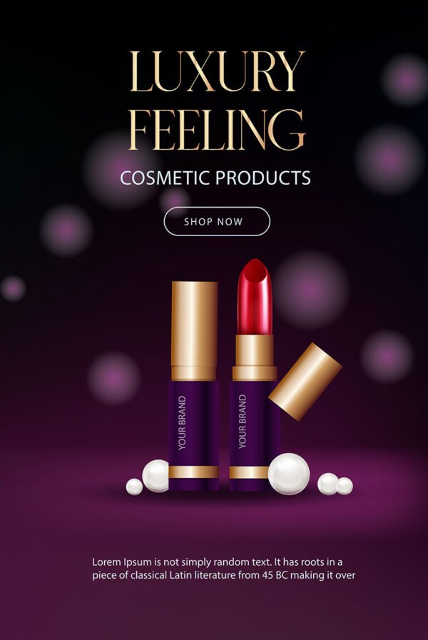 Luxury lipstick cosmetic product mock up