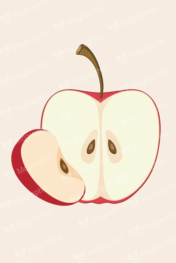 Half apple with a slice