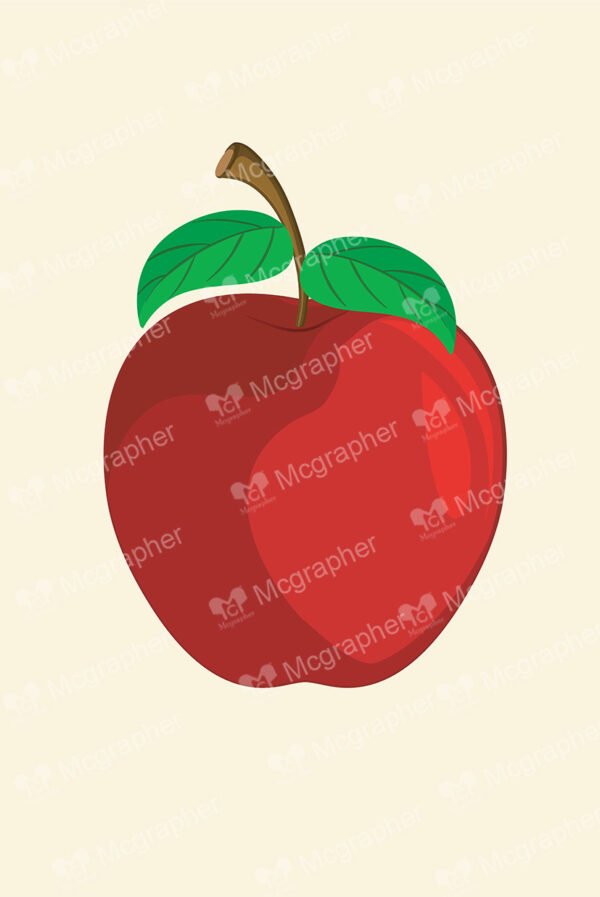 Big red apple with green leafs