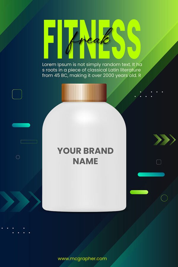 Fitness container in white mock up