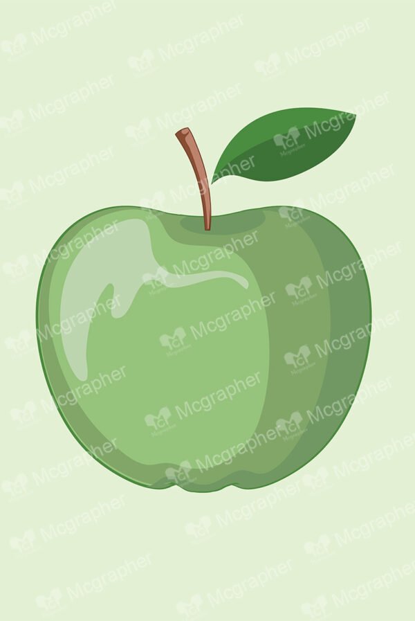 Green shiny apple on a soft background