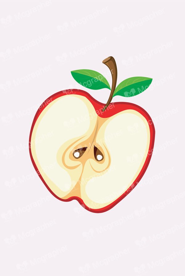 Half red apple on a soft background