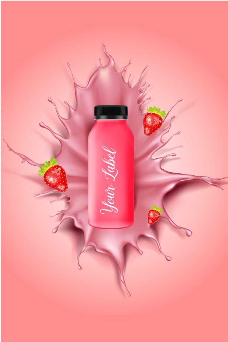 Strawberry Juice bottle mock up