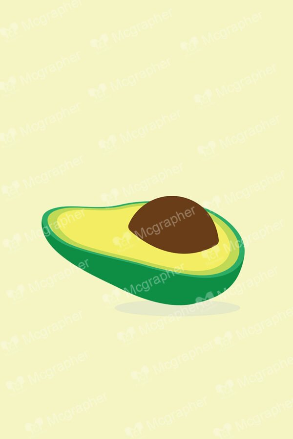 Half avocado with seed on a soft background