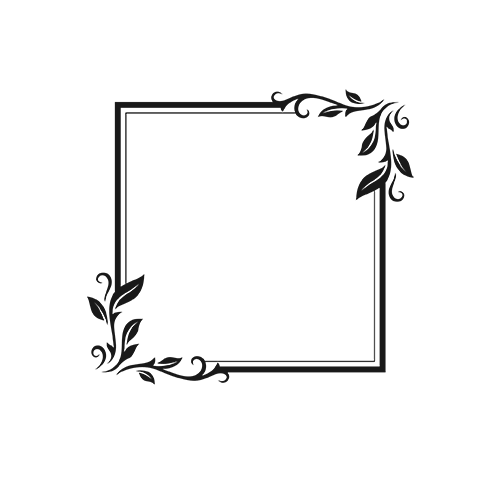 Black colour designer frame with leafs png