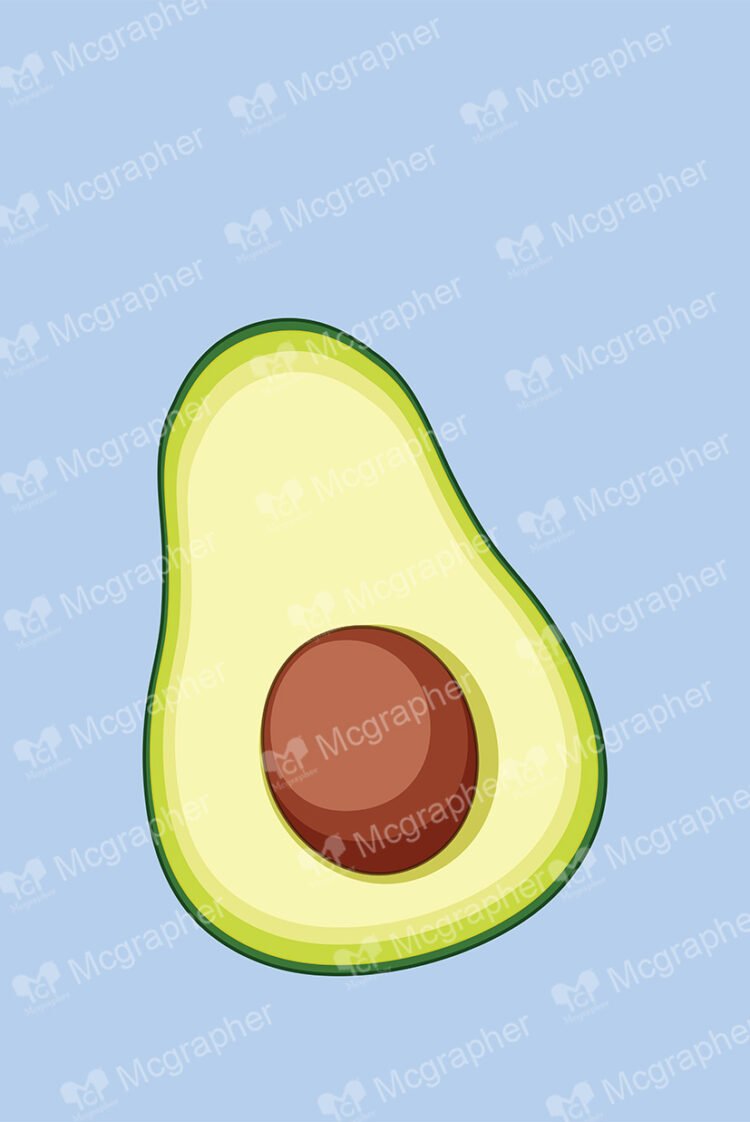 Avocado and a seed on a blue background