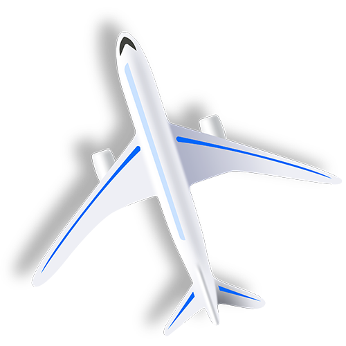 Aeroplane with shadow png