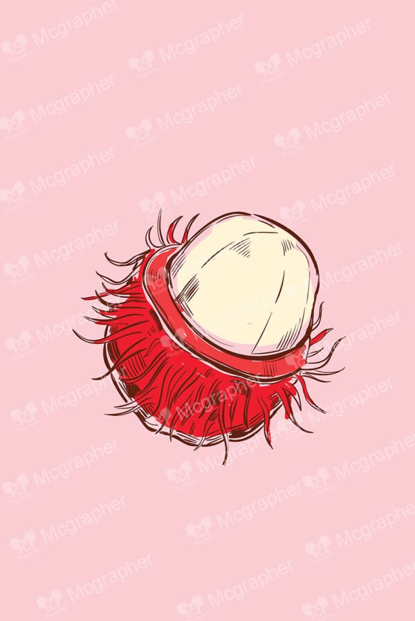 Rambutan on a light pink background