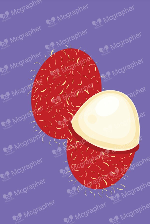 Pair of Rambutan on a purple background