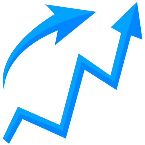 Growth arrow in blue colour png