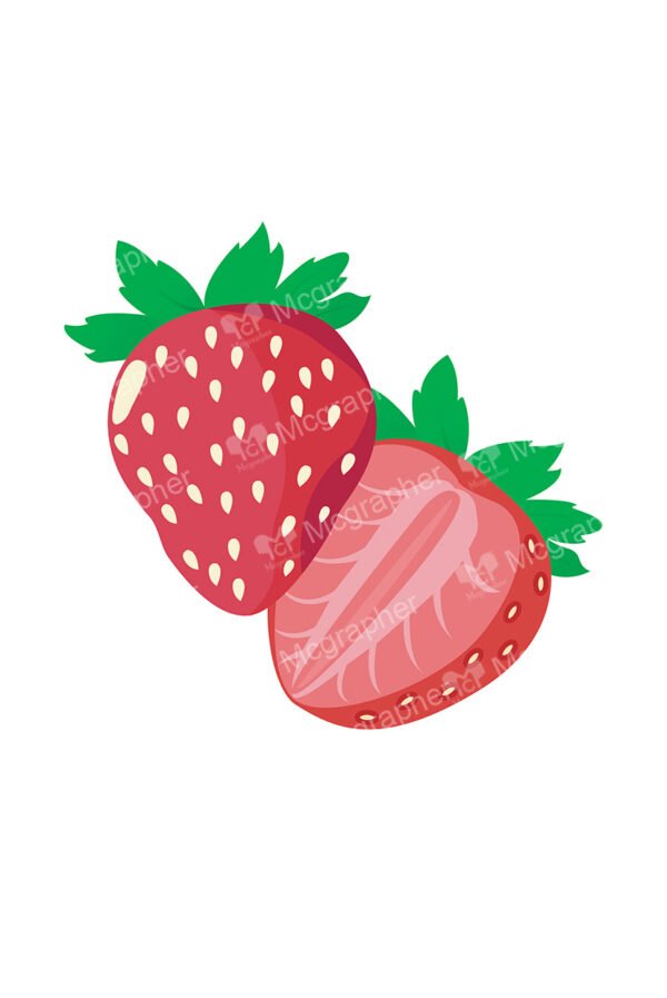 Pair of half strawberries on a white background