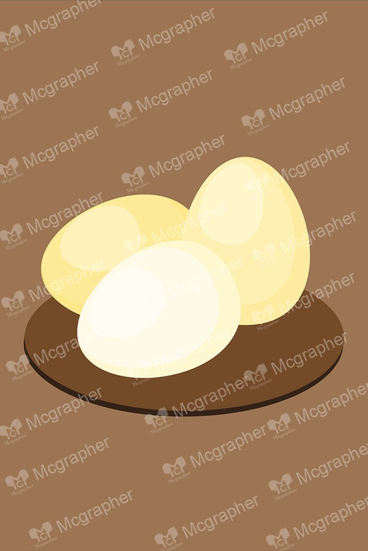 Three eggs on a brown tray