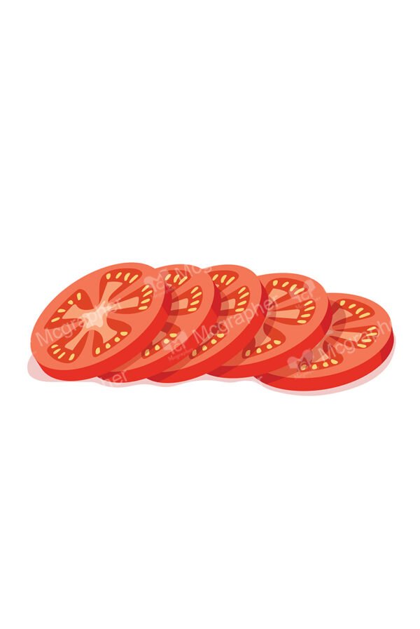 Slices of tomatoes on a white background