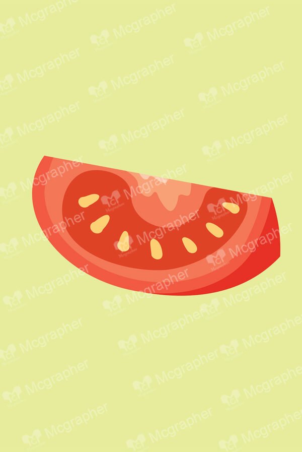 Half tomato on a yellow background