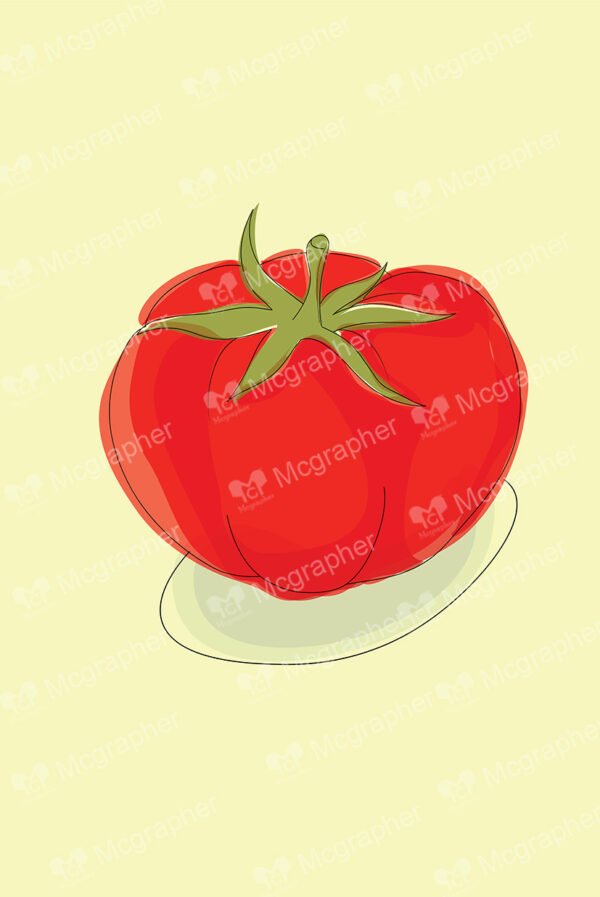 2D tomato on a yellow background