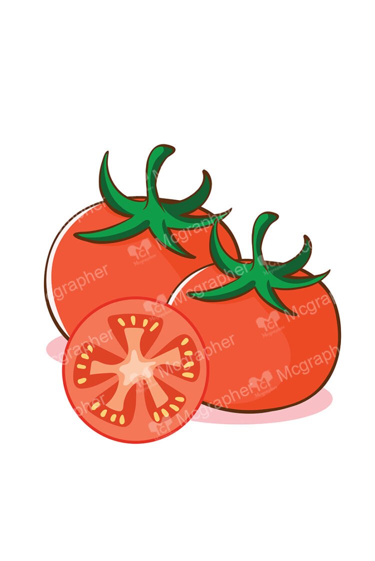 Pair of tomatoes with a slice