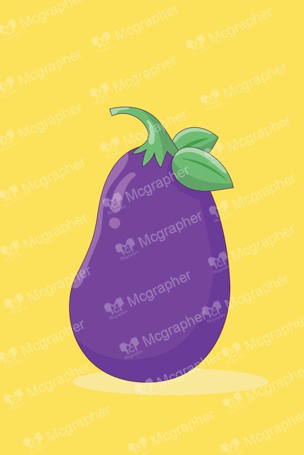 Thick eggplant on a yellow background