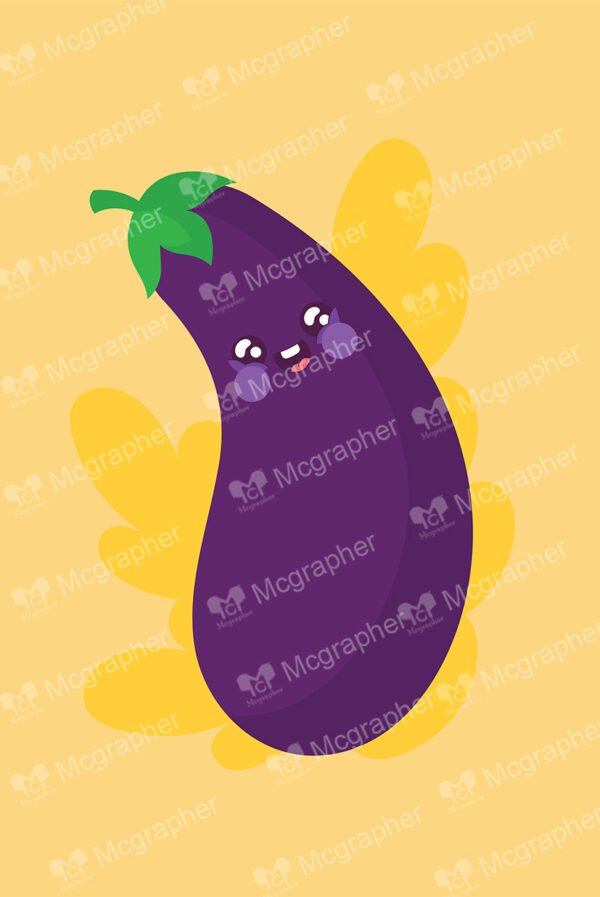 Smiling character eggplant