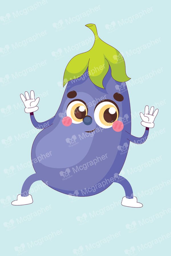 Dancing eggplant on a blue background