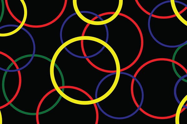 Black background with colourful circles