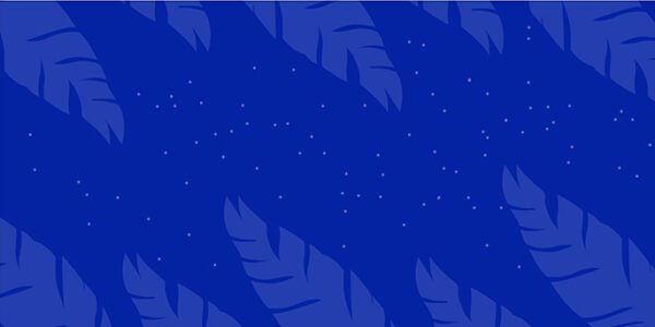 Blue background with leafs and stars