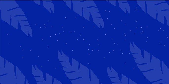 Blue background with leafs and stars