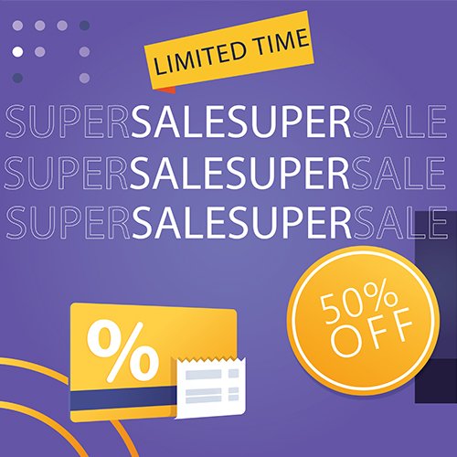 Limited time super sale 50% off